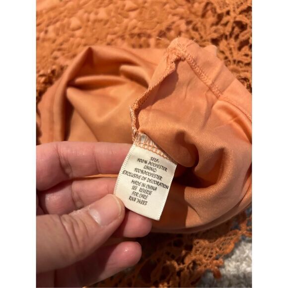 Women’s Adiva Antropologie Crochet Lace Layered Elegant Boho Top Blouse. Coral C - Picture 8 of 8